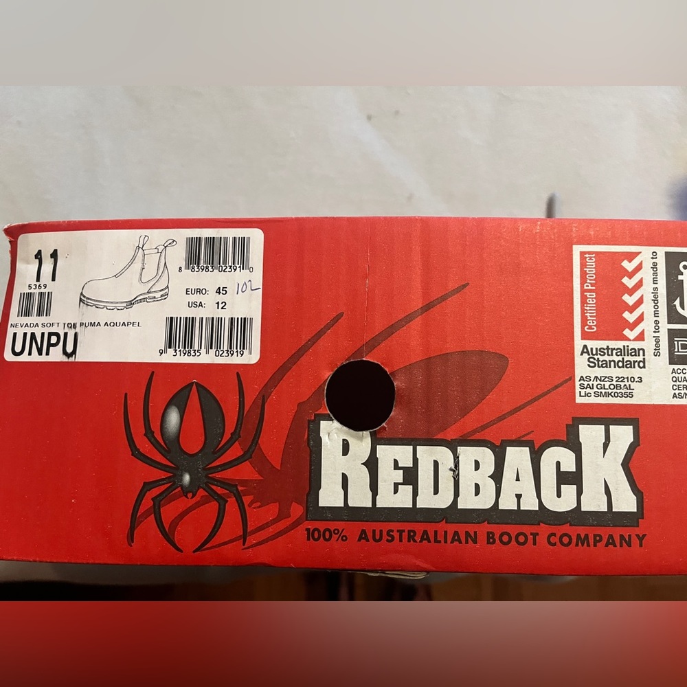 Redback Nevada leather boots. Men’s size 12 (Euro size 45) in dark stout brown.